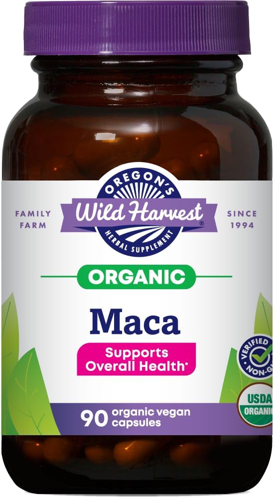 Oregon's Wild Harvest Maca Root | Hecho con Raíz de Maca Orgánica Cruda y Cápsulas Veganas, 90 Unidades – Image 1
