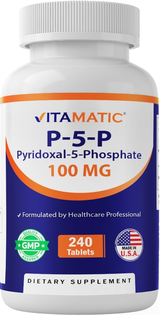 Vitamatic P5P 100 mg – Forma Activa de Vitamina B6 (Piridoxal Fosfato) – 240 Comprimidos