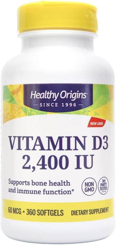 Healthy Origins Vitamina D3 2400 UI – 360 Cápsulas Blandas de Lanolina