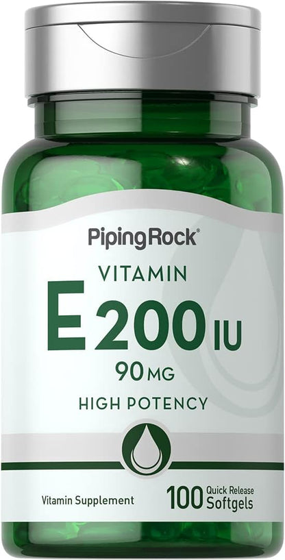 Piping Rock Vitamin E 200 IU | 90mg | 100 – Protección celular: La vitamina E contribuye a proteger las células – Image 1