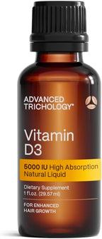 Advanced Trichology Vitamina D3 Líquida 5000 UI – Alta Absorción – 30 ml – 180 Dosis – Sin Gluten – Vegetariano