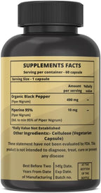 Heroot Piperina 95% (Piper Nigrum) 500 mg, 120 Cápsulas