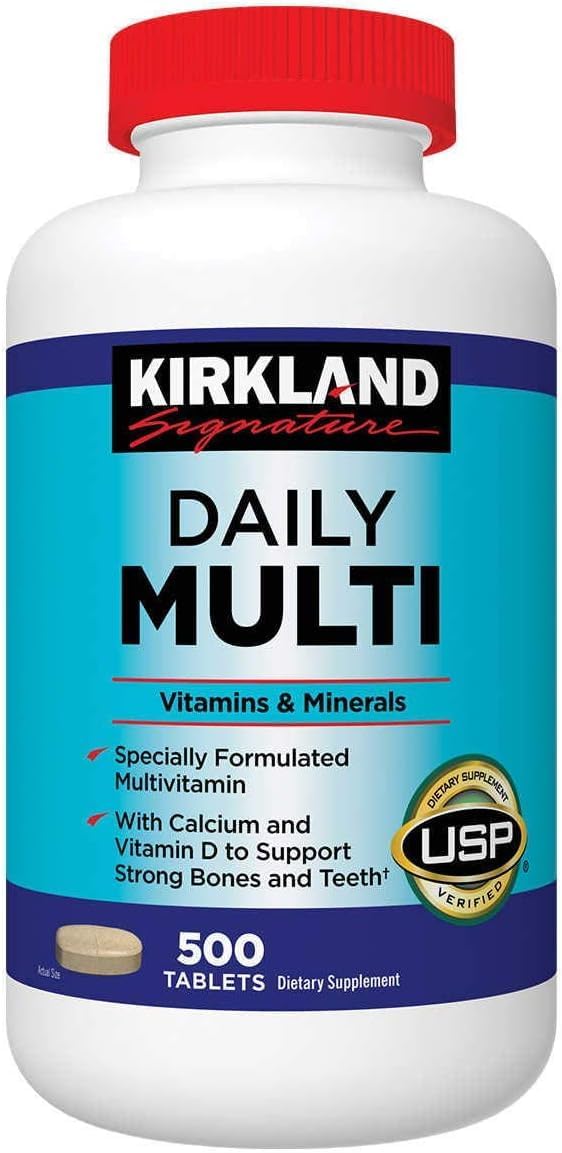 Kirkland Signature Daily Multi, 500 Tablets – Calcio: Contribuye al mantenimiento de los huesos y dientes en – Image 1