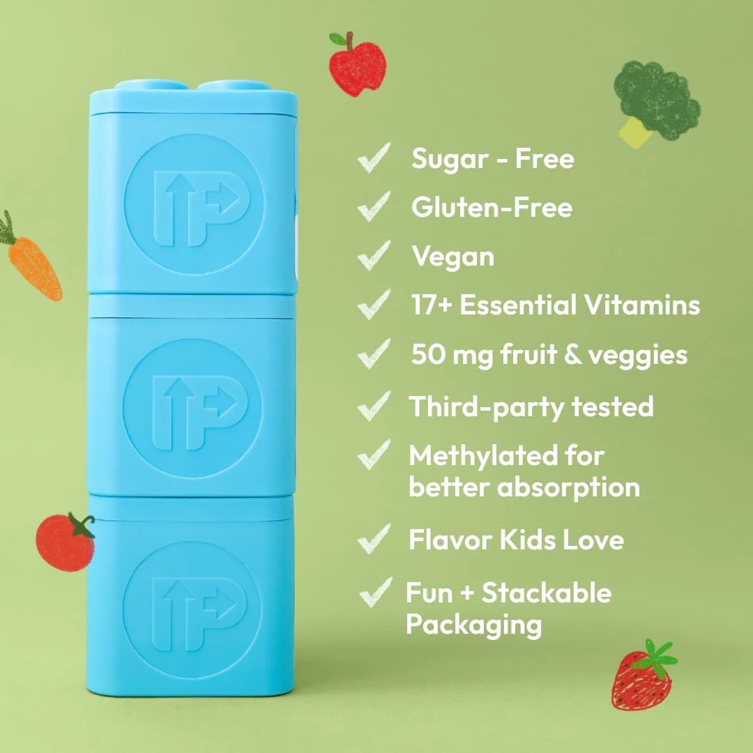 Multivitamínico Infantil UpRight Nutrition | 30 Días | Masticable Sin Azúcar | 17 Vitaminas y Minerales + 50mg de Frutas y Verduras