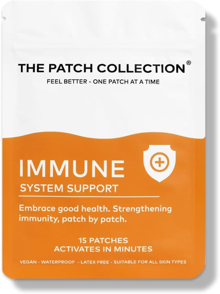 The Patch Collection® - Parche de alta concentración para el apoyo del sistema inmunitario | Complejo 6 en 1 con vitamina C, D, B12, zinc, cúrcuma, saúco, ginkgo biloba, equinácea | Vegano y sin látex (15 parches)