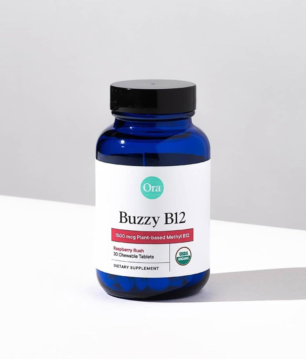 Ora Organic Vitamina B12 1500mcg - Metilcobalamina Vegetal - 30 Comprimidos Masticables Sabor Frambuesa