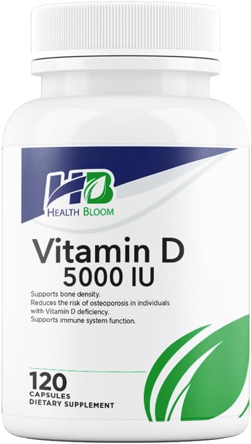 Vitamina D3 5000 UI – 120 Cápsulas – Health Bloom