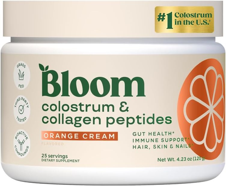 Bloom Nutrition Polvo de Calostro Bovino con Vitamina B12 y Probióticos | Sin Sabor, 25 Raciones