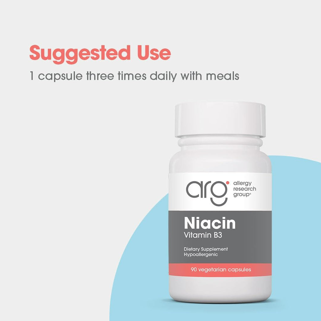 ARG Niacin con Vitamina B3 - 250 mg de Niacina - 90 Cápsulas