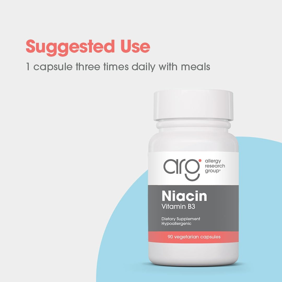 ARG Niacin con Vitamina B3 - 250 mg de Niacina - 90 Cápsulas