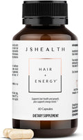 JSHealth Vitaminas para el Crecimiento del Cabello para Mujeres. Cabello + Energía con Yodo de Alga Kelp y Zinc. Favorece densidad, fuerza y energía. Formulado por nutricionista (60 cápsulas)