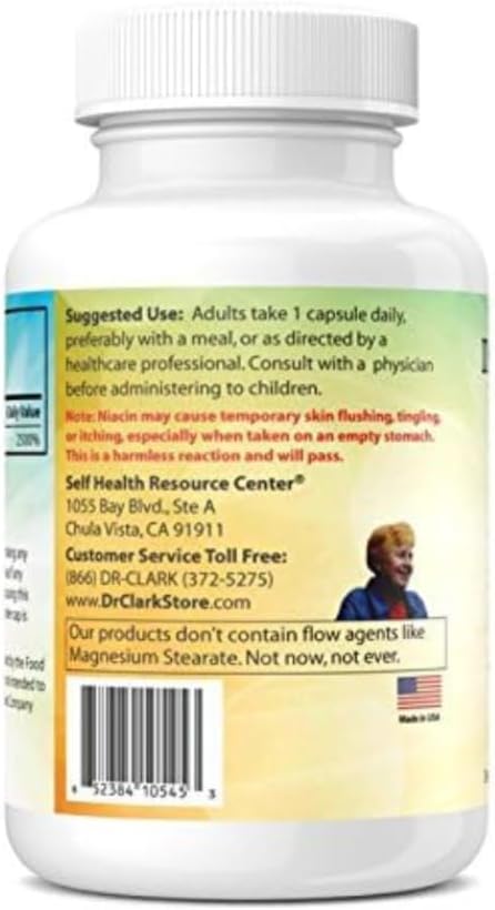 Dr Clark Niacina (Vitamina B3) 500 mg, 100 Cápsulas de Gelatina