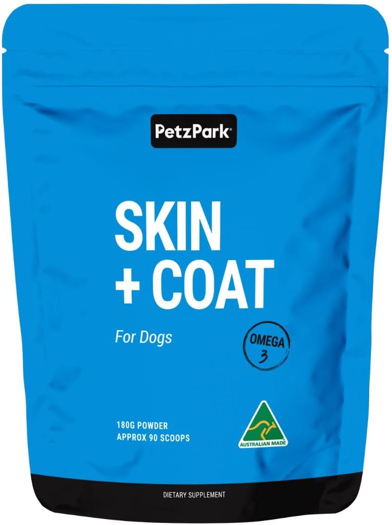 Petz Park Suplemento para Piel y Pelaje de Perro - 90 Dosis - Omega 3, Zinc y Biotina - Polvo para Perros