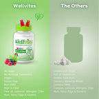 Wellvites Kids Multivitamin Gummies - Gominolas multivitamínicas infantiles sin azúcar, veganas, 60 unidades