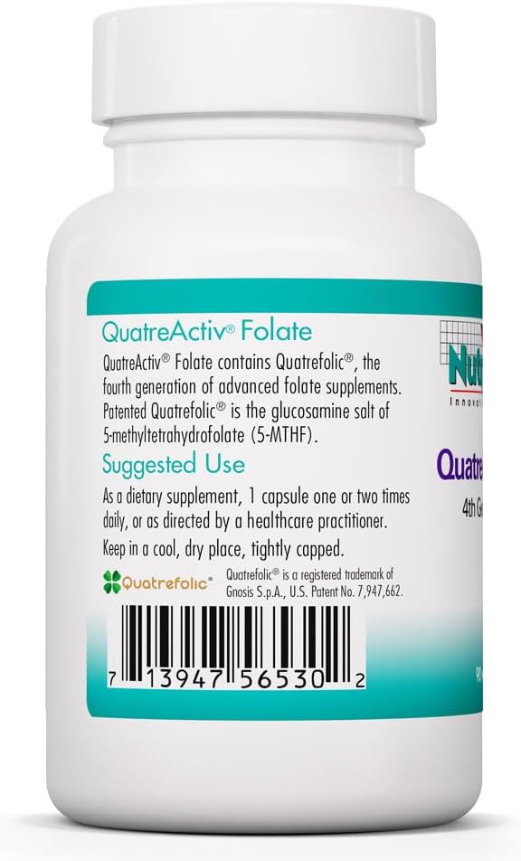 Nutricology QuatreActiv Folate - 833 mcg DFE (Quatrefolic) - 90 Cápsulas