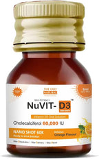 Nuvit D3 Vitamina D3 60000 IU Nano Shots - 8 unidades de 5 ml (Sabor Naranja Sin Azúcar)