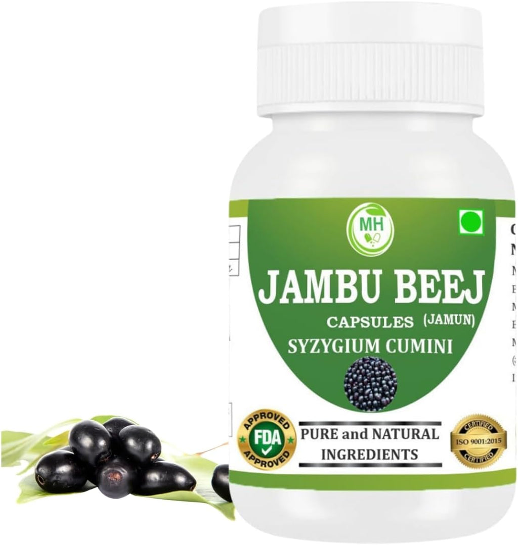 Morsan's Jambu Beej (Syzygium cumini) Capsules, Pack of 4 x 60 x 500 mg. Veg. Capsules (4)