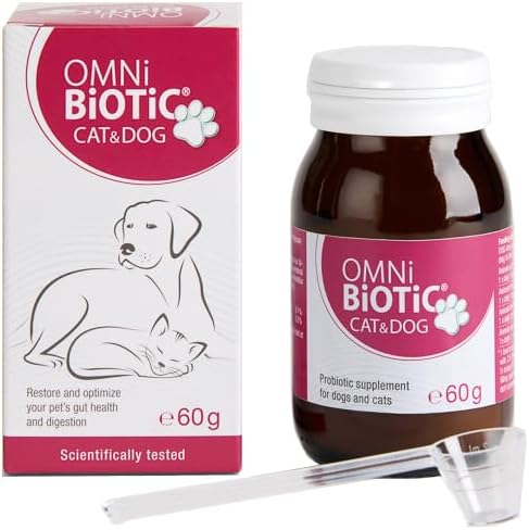 Omni-Biotic Probióticos para Perros y Gatos - Polvo para la Salud Digestiva y Equilibrio de la Microbiota con Lactobacillus acidophilus - Probióticos Premium para Mascotas