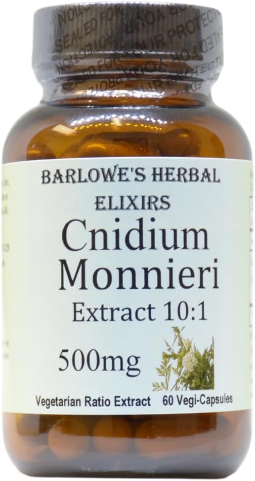 Barlowe's Herbal Elixirs Cnidium Monnieri Suplemento | Extracto 50:1 | 500mg por Cápsula | 60 Cápsulas Veganas | Sin Estearatos, Sin Gluten, Fórmula Pura en Frasco de Vidrio