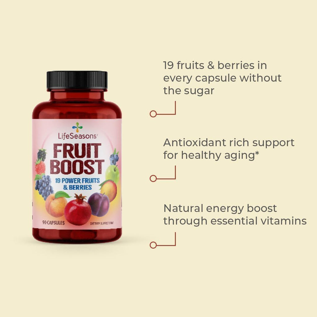 LifeSeasons Fruits & Veggies Supplements - 40 Superfoods - Triple Potencia - 180 Cápsulas (2 Envases de 90)