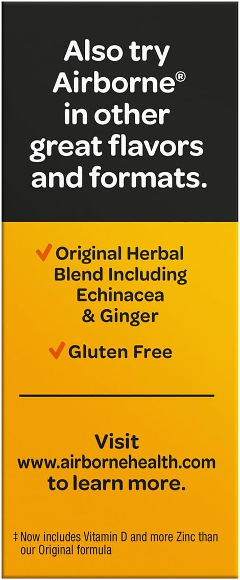 Airborne Vitamina C 1000 mg + Zinc Efervescente - 90 Comprimidos, Sabor Naranja