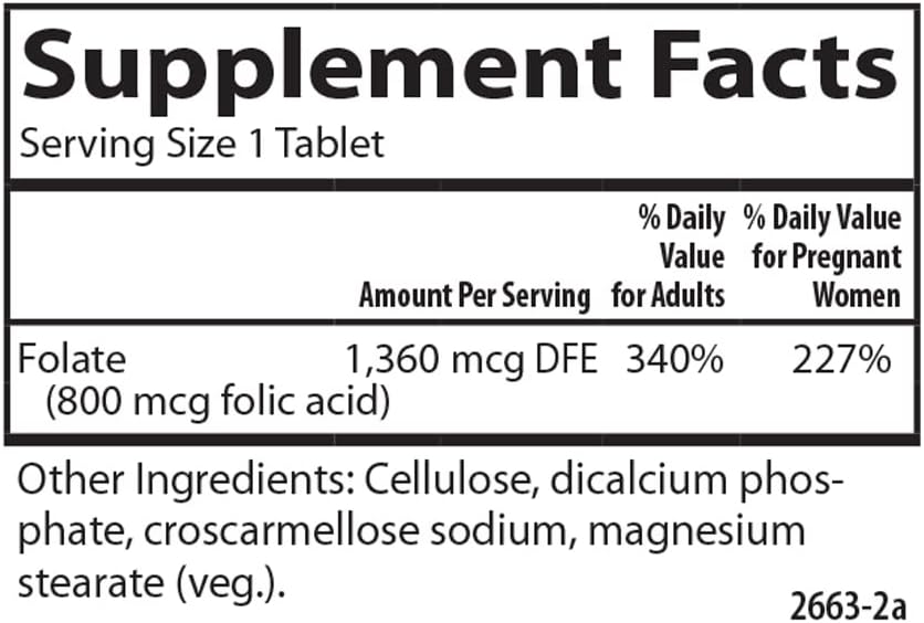 Carlson - Folic Acid 800 mcg for Prenatal Support, 300 Tablets