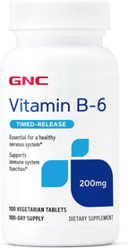 GNC Vitamina B6 200mg Complemento, Apoya el Sistema Inmunitario y Nervioso, 100 Dosis