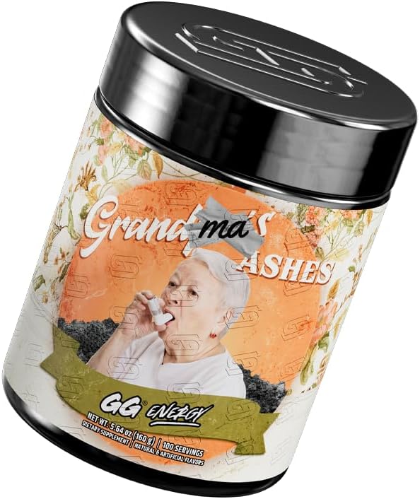 Gamer Supps GG Energy - Grandma's Ashes (100 Servicios) - Mezcla de energía y nootrópicos para gaming, baja en calorías, sin azúcar, con cafeína y vitaminas
