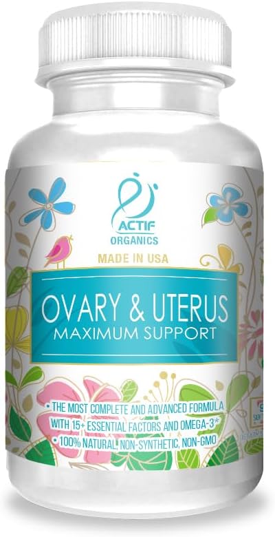 ACTIF Apoyo Máximo para Ovario y Útero con 15 Factores Avanzados y Omega-3 – No Transgénico, Fabricado en EE. UU., 90 Comprimidos