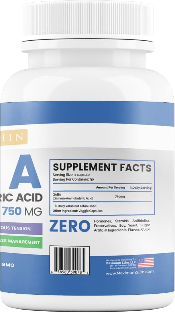 Maximum Slim GABA 750 mg - Ácido Gamma-Aminobutírico para el Sistema Nervioso