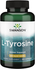 Swanson L-Tirosina - 100 Cápsulas - 500 mg por Cápsula - Suplemento de Aminoácido para el Apoyo Cognitivo y la Claridad Mental