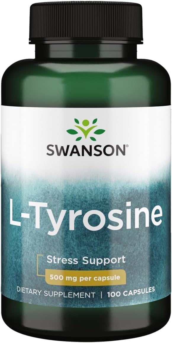 Swanson L-Tirosina - 100 Cápsulas - 500 mg por Cápsula - Suplemento de Aminoácido para el Apoyo Cognitivo y la Claridad Mental