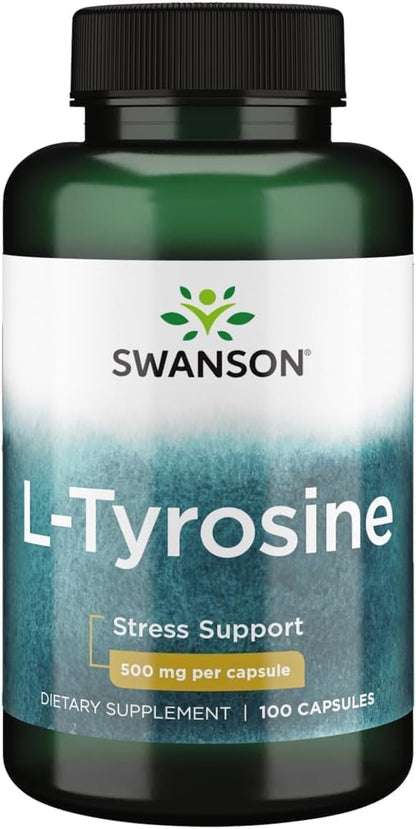 Swanson L-Tirosina - 100 Cápsulas - 500 mg por Cápsula - Suplemento de Aminoácido para el Apoyo Cognitivo y la Claridad – Image 1