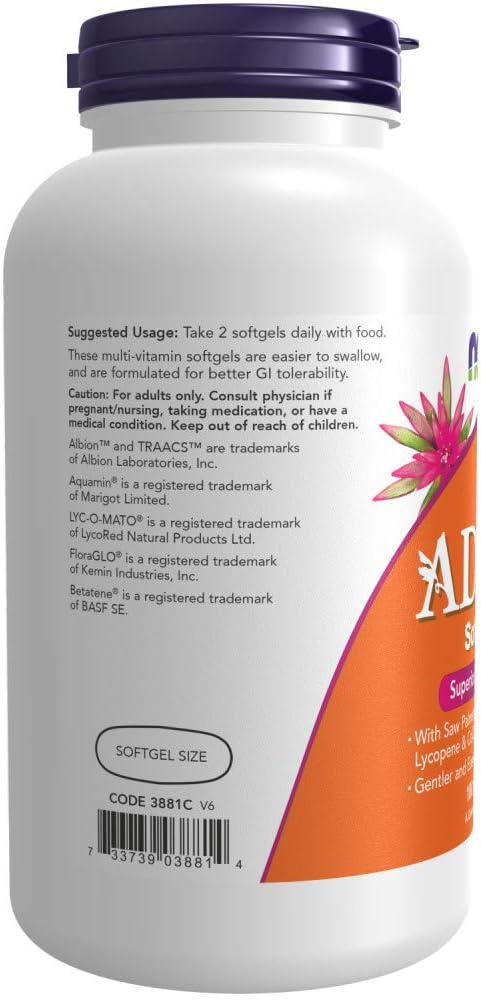 NOW Foods Adam Multivitamínico para Hombres - 180 Cápsulas Blandas