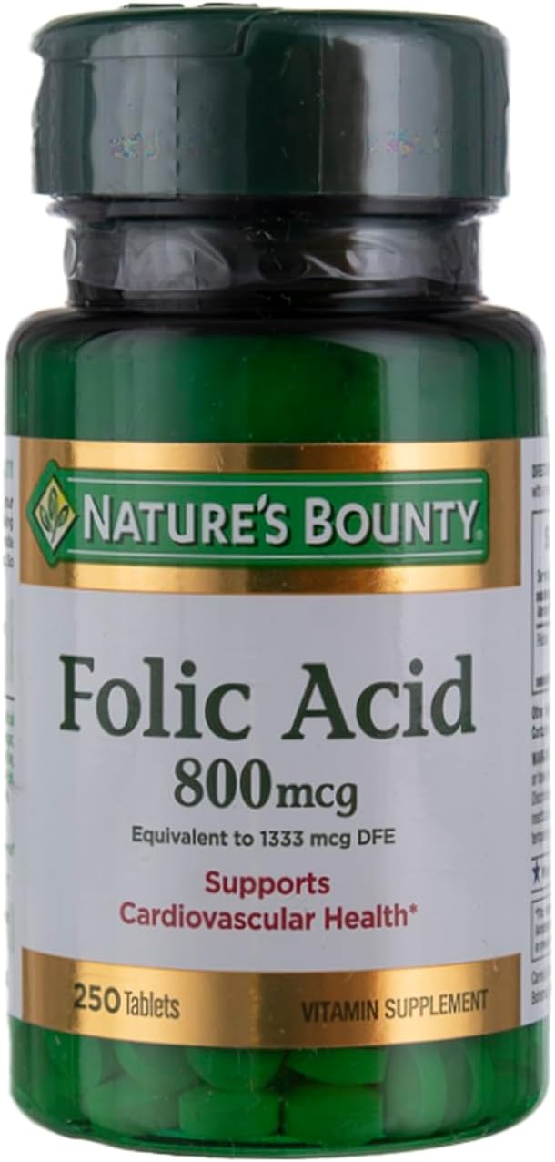 Nature's Bounty Ácido Fólico 800 mcg, 250 Comprimidos