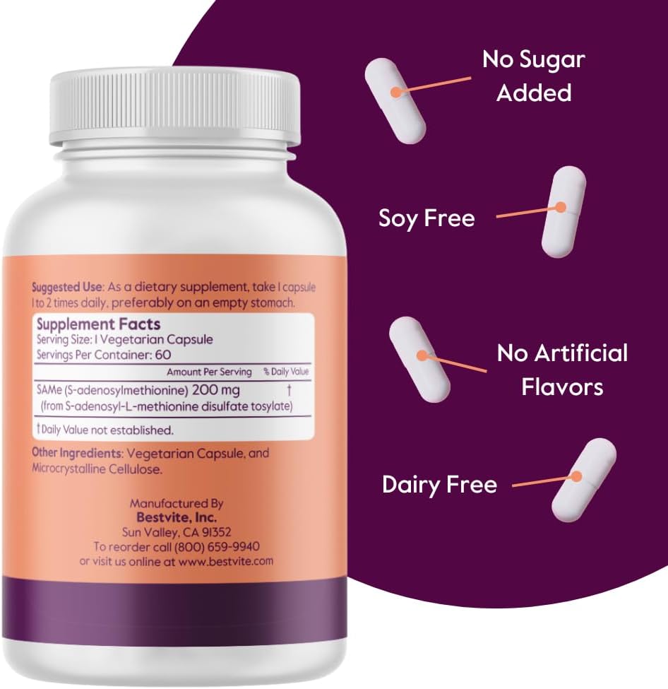 BESTVITE SAM-e 200mg Estabilizado (60 Cápsulas Vegetales)