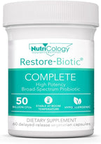 NutriCology Restore-Biotic Complete - Probiótico 12 Cepas - 50 mil millones UFC - Cápsulas de Liberación Retardada - 60 Cápsulas