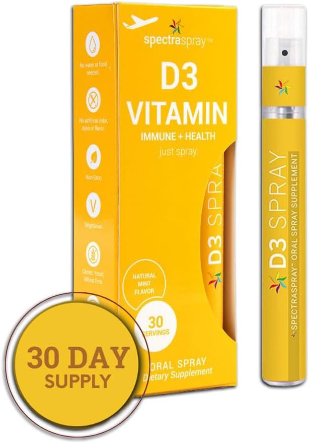 Spectraspray Vitamina D3 Spray 5000 UI - Suplemento Líquido de Vitamina D3, 30 Dosis
