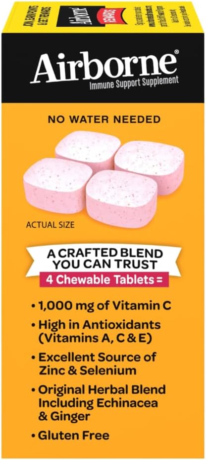 Airborne Vitamina C 1000mg (per serving) Berry Chewable - 32 Count