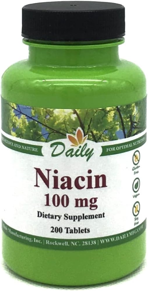 Daily Manufacturing Niacina (Vitamina B3) - 100 mg, 200 Comprimidos