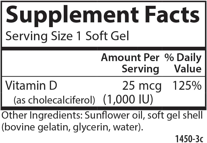 Carlson - Vitamina D3 1000 IU (25 mcg) - 60 Cápsulas Blandas