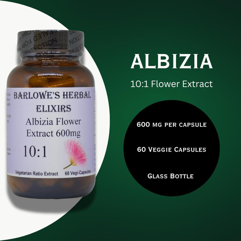 Barlowe's Herbal Elixirs Extracto de Albizia Julibrissin 10:1 – 600 mg, 60 Cápsulas Vegetales
