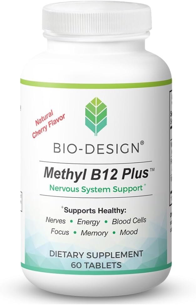 Bio-Design Methyl B12 5000 mcg con Folato - Metilcobalamina, L-Metilfolato - Apoya el Sistema Nervioso, Metabolismo Energético y Salud Cerebral - 60 Comprimidos