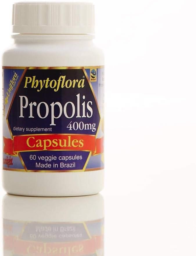 Phytoflora Cápsulas de Propóleo Verde Brasileño – 400mg – 60 Cápsulas (10 Botes)