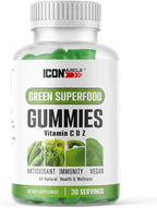 Icon Muscle Gominolas de Superalimentos Rojos y Verdes - Vitaminas C, D, Zinc - 30 Porciones