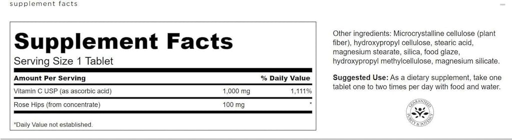 Swanson Vitamina C con Rosa Mosqueta 1000 mg 250 Comprimidos
