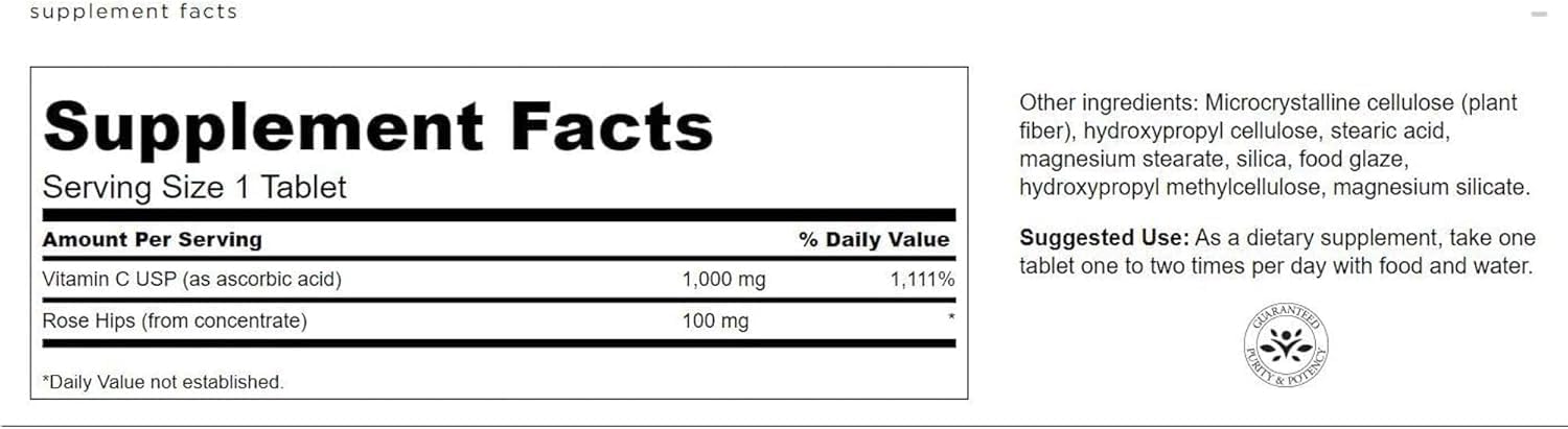 Swanson Vitamina C con Rosa Mosqueta 1000 mg 250 Comprimidos