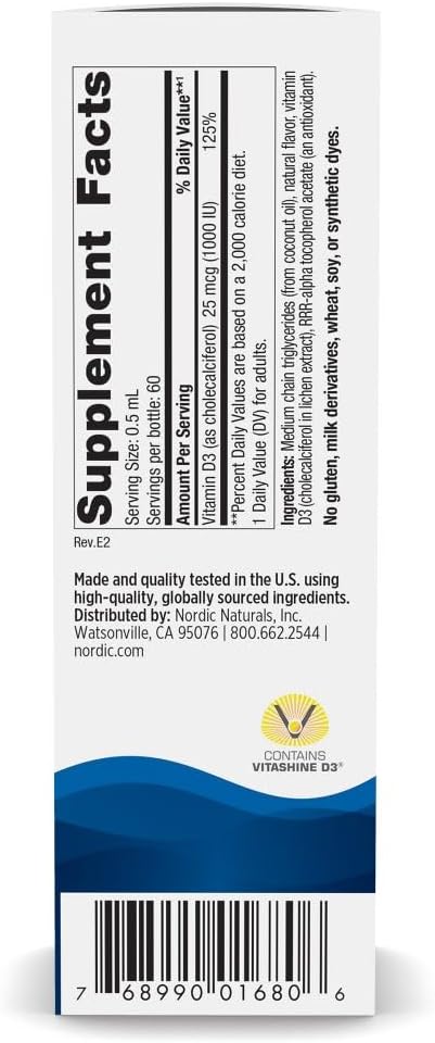 Nordic Naturals Vegan Vitamin D3 Liquid - 30 ml - 1000 IU - Vegan
