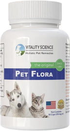 Vitality Science Pet Flora – Probióticos Naturales para Perros y Gatos | Salud Digestiva | 250 Cápsulas