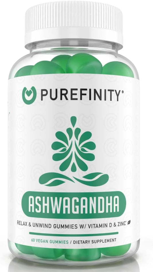 Ashwagandha Gummies con Vitamina D y Zinc – Complemento para la Relaxación y el Bienestar – Sin Gluten, No GMO, Vegano, 60 Gominolas